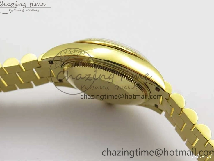 0516 Daydate 278288 31mm YG EWF Best Edition Green Malachite Dial on YG President Bracelet ETA SunProtective 2605